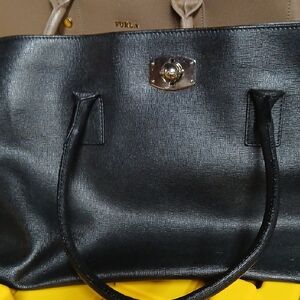 Furla Black Leather Tote Bag - Elegant Everyday Carry